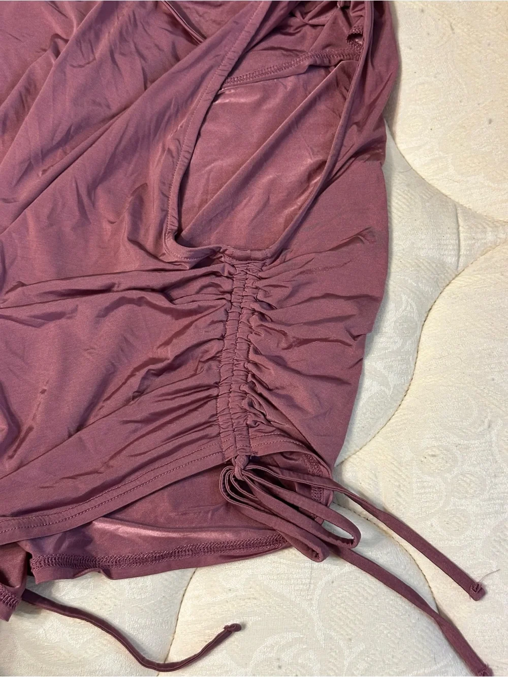 ALO Yoga Purple Ruched Drawstring Top